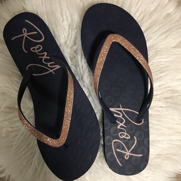 roxy gold flip flops